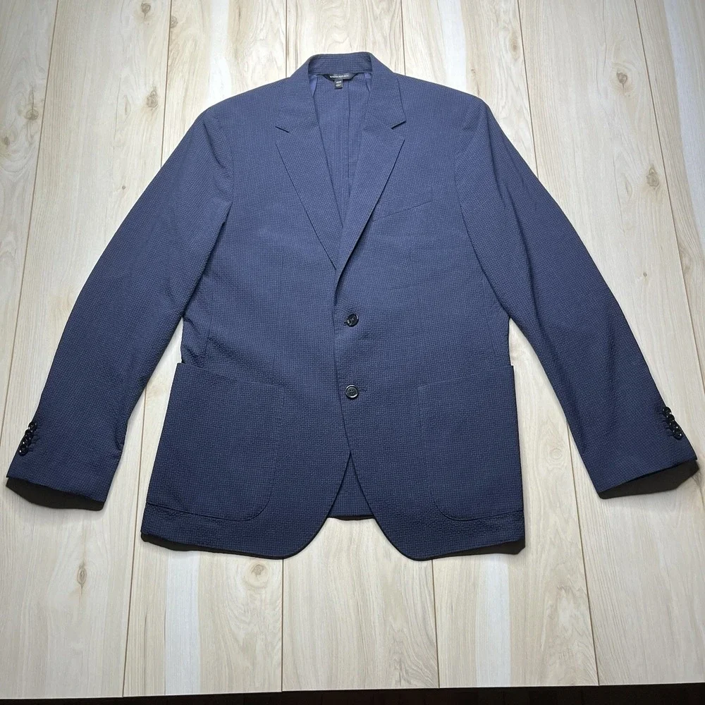 Banana Republic Slim Fit Unstructured Textured Wool Sportscoat Blue Mens Sz 42R